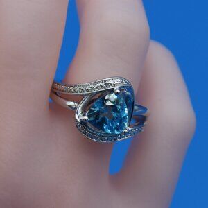 Blue Topaz and Dimond Ring